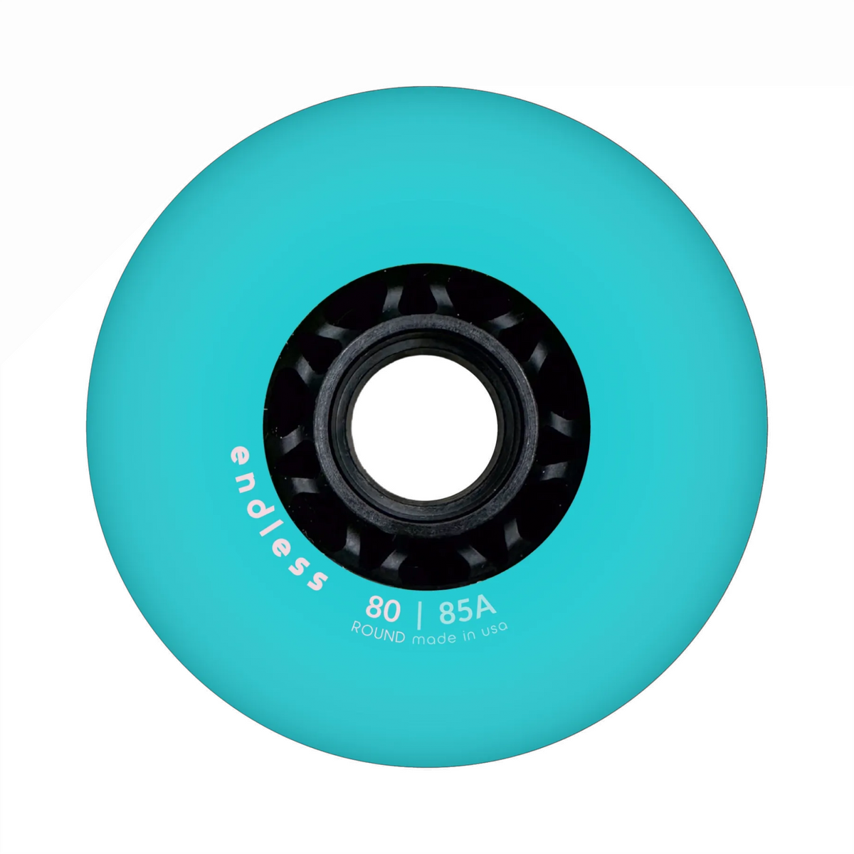 Endless Blading Co. 80mm round profile Miami Blue urethane inline skate wheel with black core for wizard and slalom skating