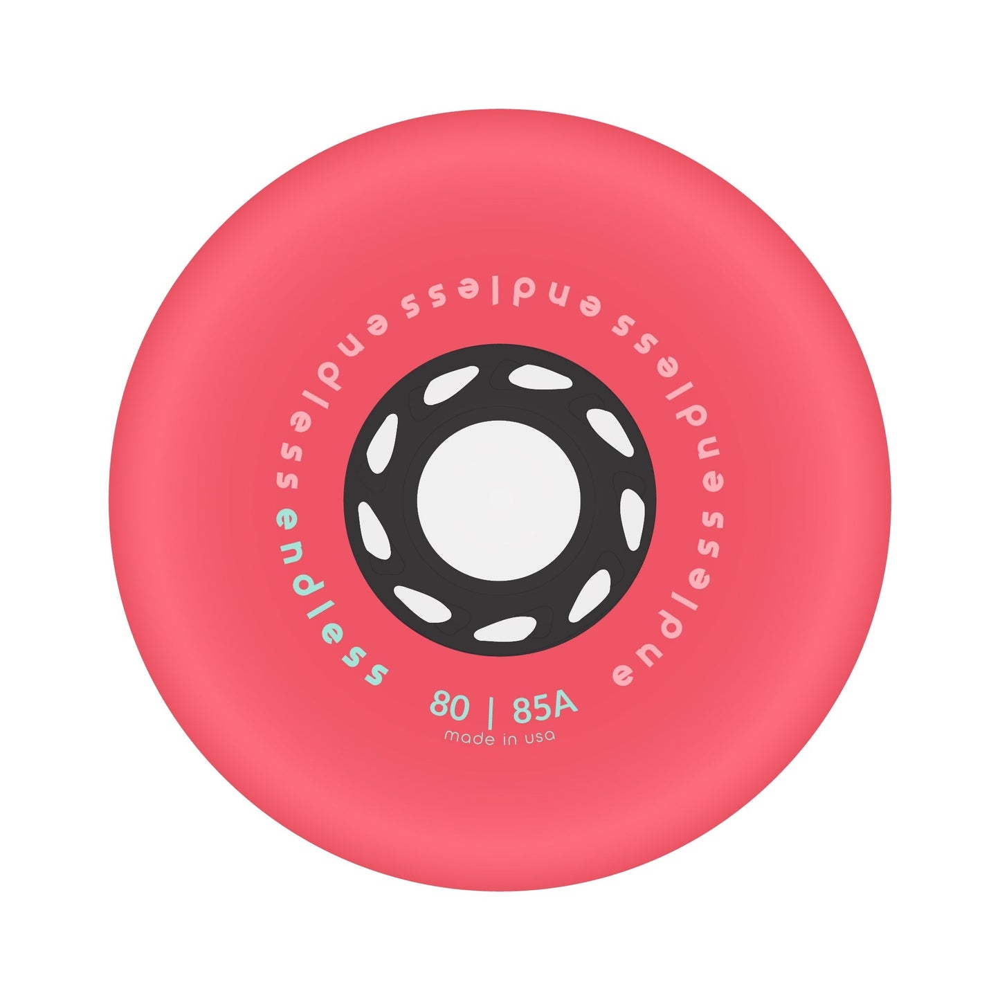 Endless Blading Co. 80 mm neon coral bullet profile inline skate wheel with black high-performance core