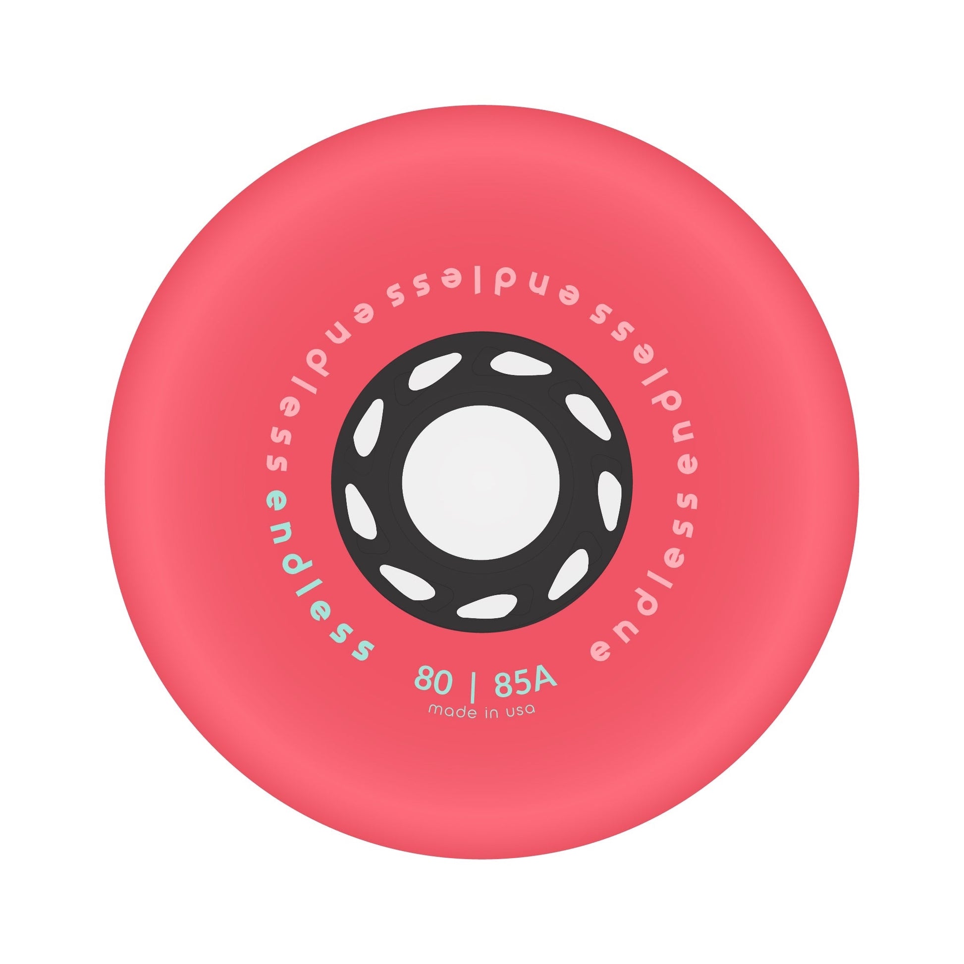 Endless Blading Co. 80 mm neon coral bullet profile inline skate wheel with black high-performance core