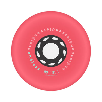 Endless Blading Co. 80 mm neon coral bullet profile inline skate wheel with black high-performance core