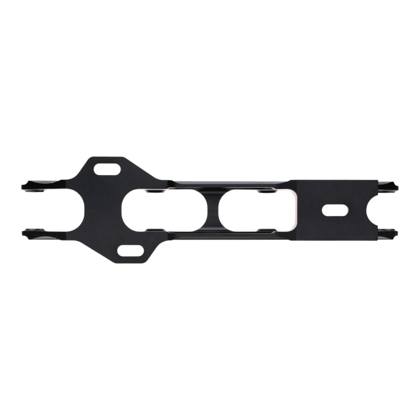 Endless Blading Co. black aluminum slalom inline skate frame with TRINITY mount and rocker axles.