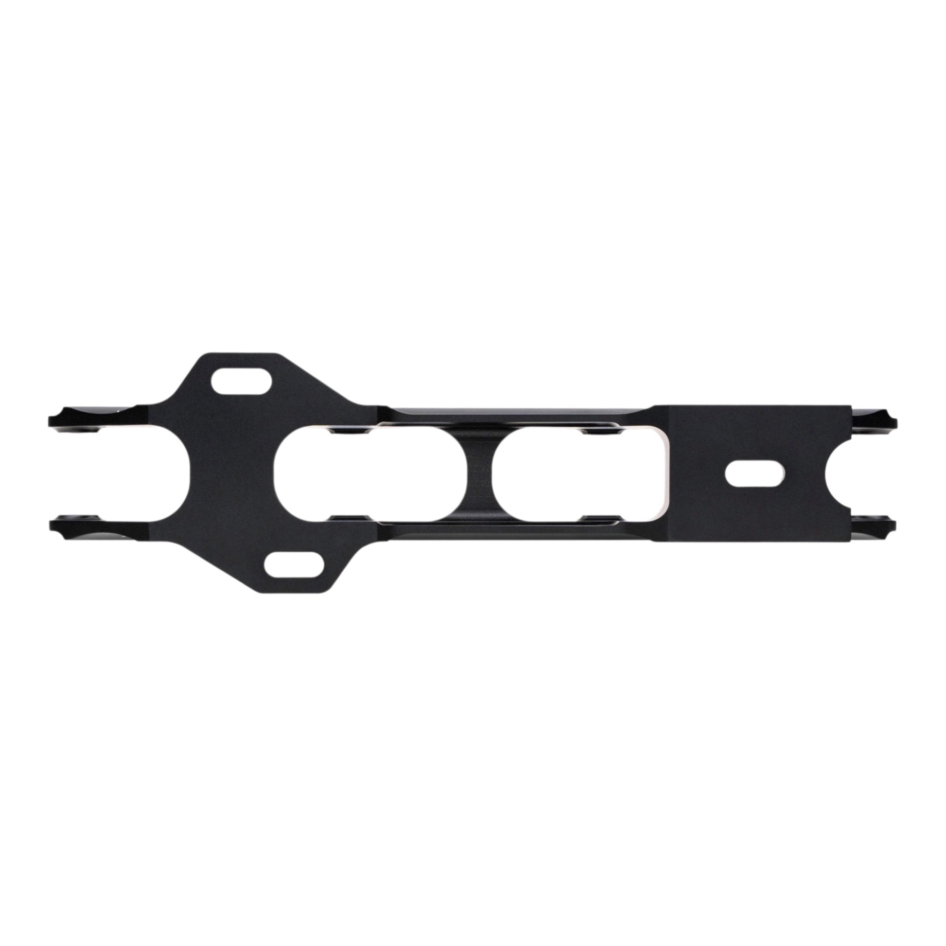 Endless Blading Co. black aluminum slalom inline skate frame with TRINITY mount and rocker axles.