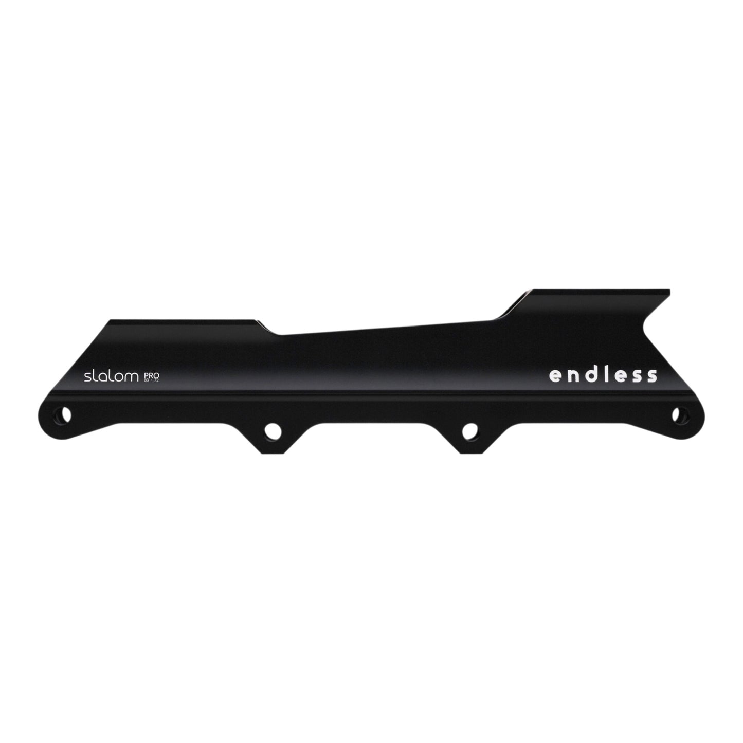 Black aluminum Endless Blading Co. Slalom Pro 80•72 inline skate frame with 165mm mounting for slalom and freestyle skating.
