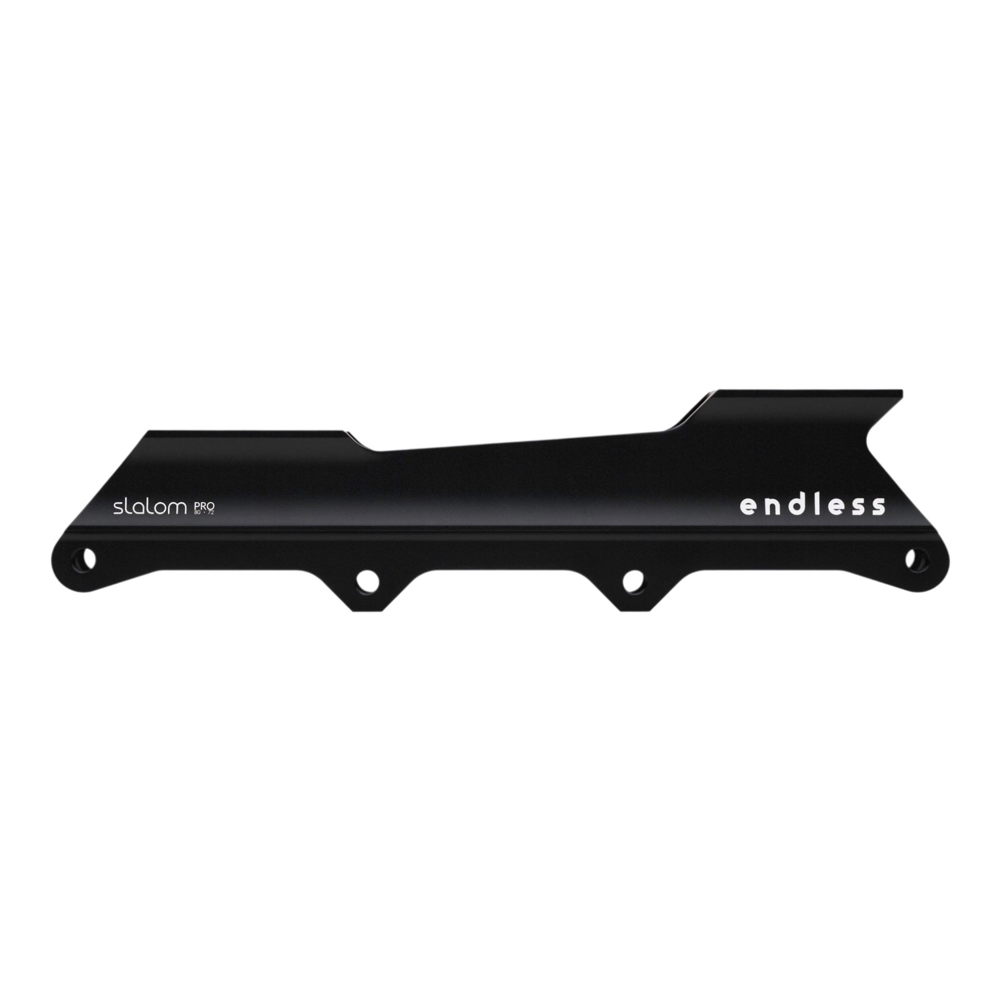 Black aluminum Endless Blading Co. Slalom Pro 80•72 inline skate frame with 165mm mounting for slalom and freestyle skating.