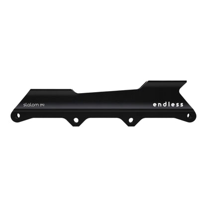 Black aluminum Endless Blading Co. Slalom Pro 80•72 inline skate frame with 165mm mounting for slalom and freestyle skating.