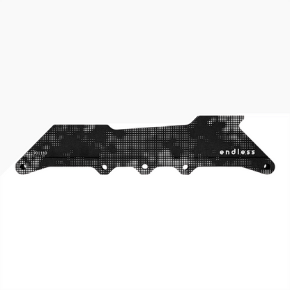 Endless Blading Co. 90 Classic urban skate frame in black with a white dot camo pattern and CNC-machined aluminum build.