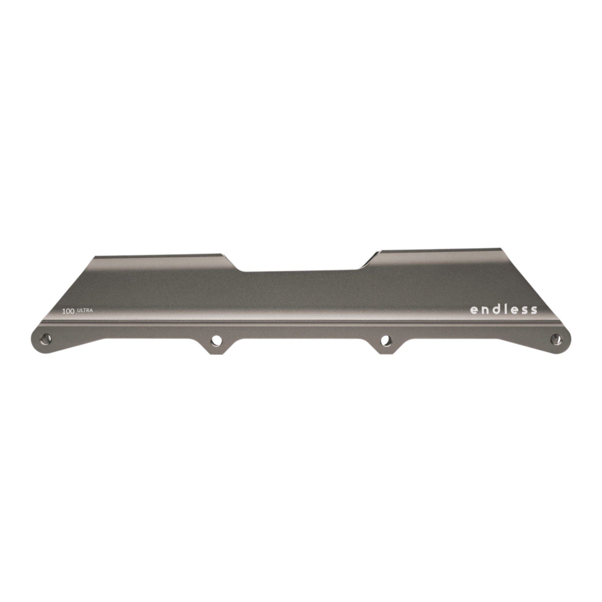 Endless Blading Co. gray aluminum 4x100mm UFS frame with Balanced Rocker for big wheel skating.