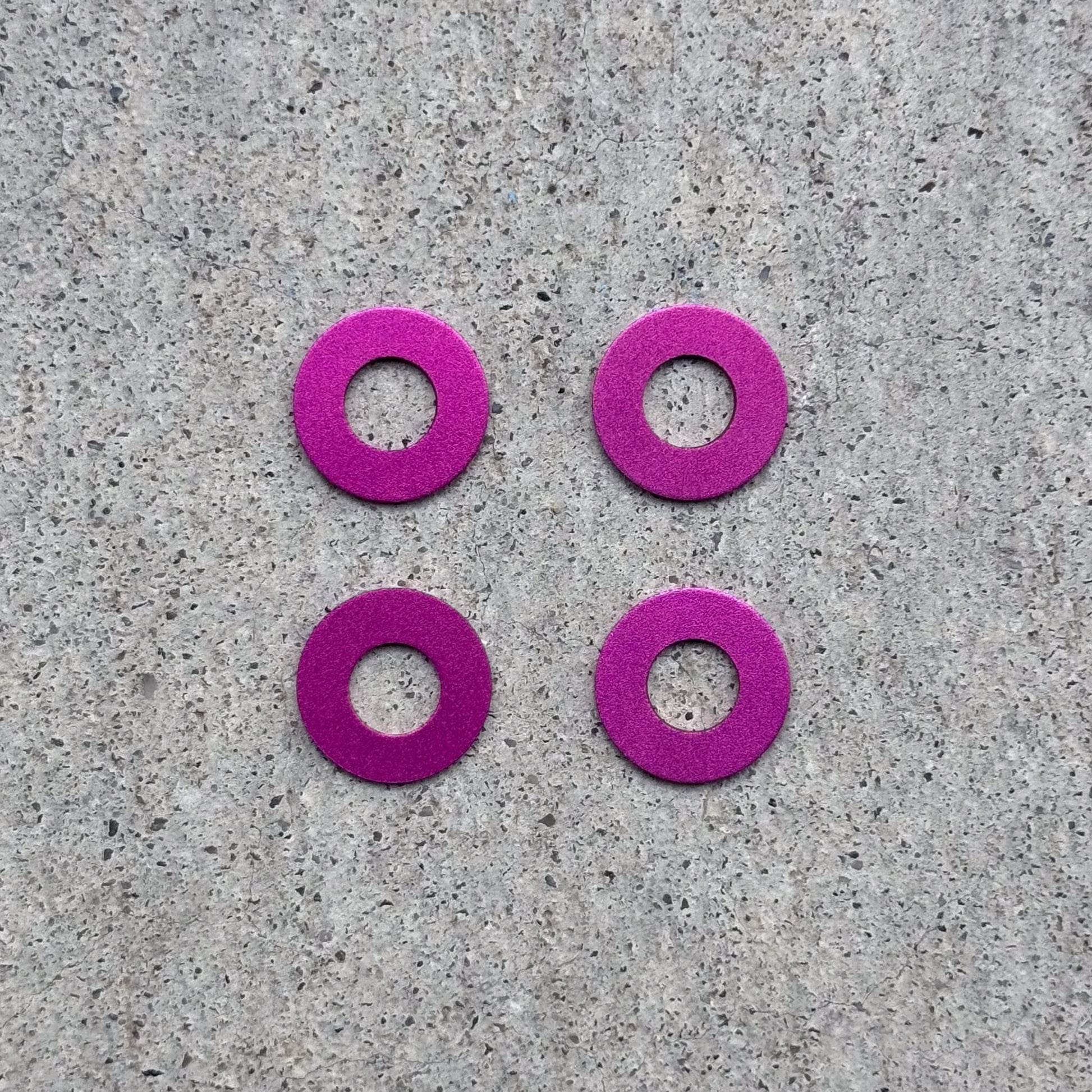 Endless Blading Co. pink aluminum Ultra Washers for inline skate frames
