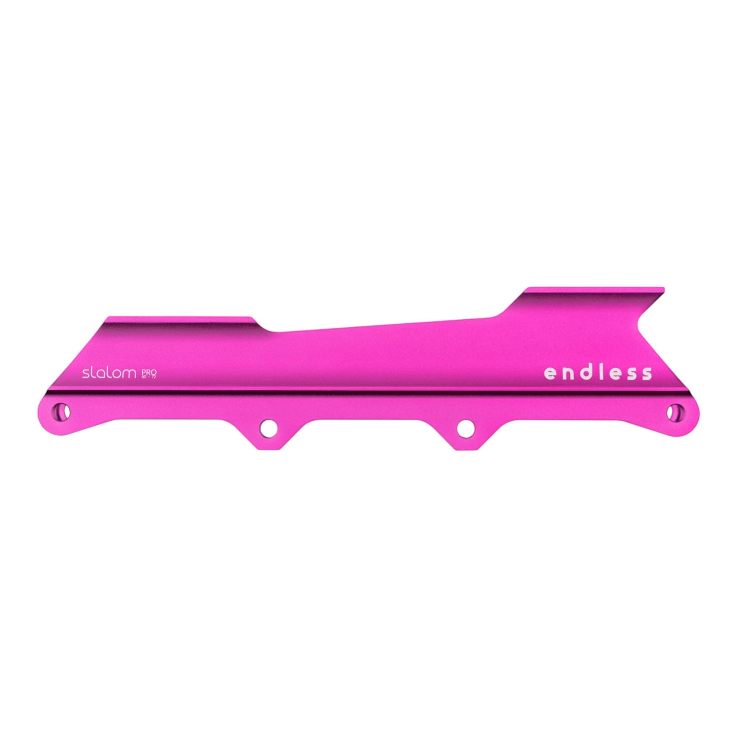 Endless Blading Co. pink aluminum slalom pro inline skate frame with 165mm mounting. Features 2x80mm outer and 2x72mm inner wheel setup.