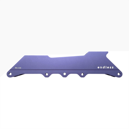 Endless Blading Co. 90 Classic purple CNC-machined aluminum inline skate frame for 4x90 or 3x110 wheel setups.
