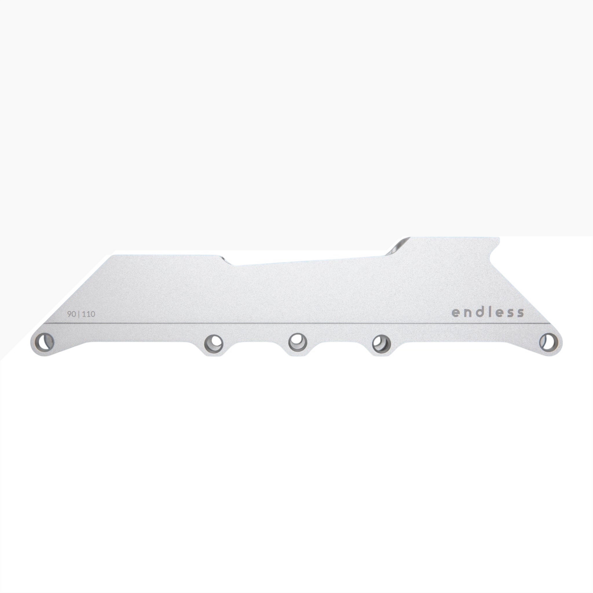 Endless Blading Co. 90 Classic silver CNC-machined aluminum skate frame for 4x90 or 3x110 wheel setups.