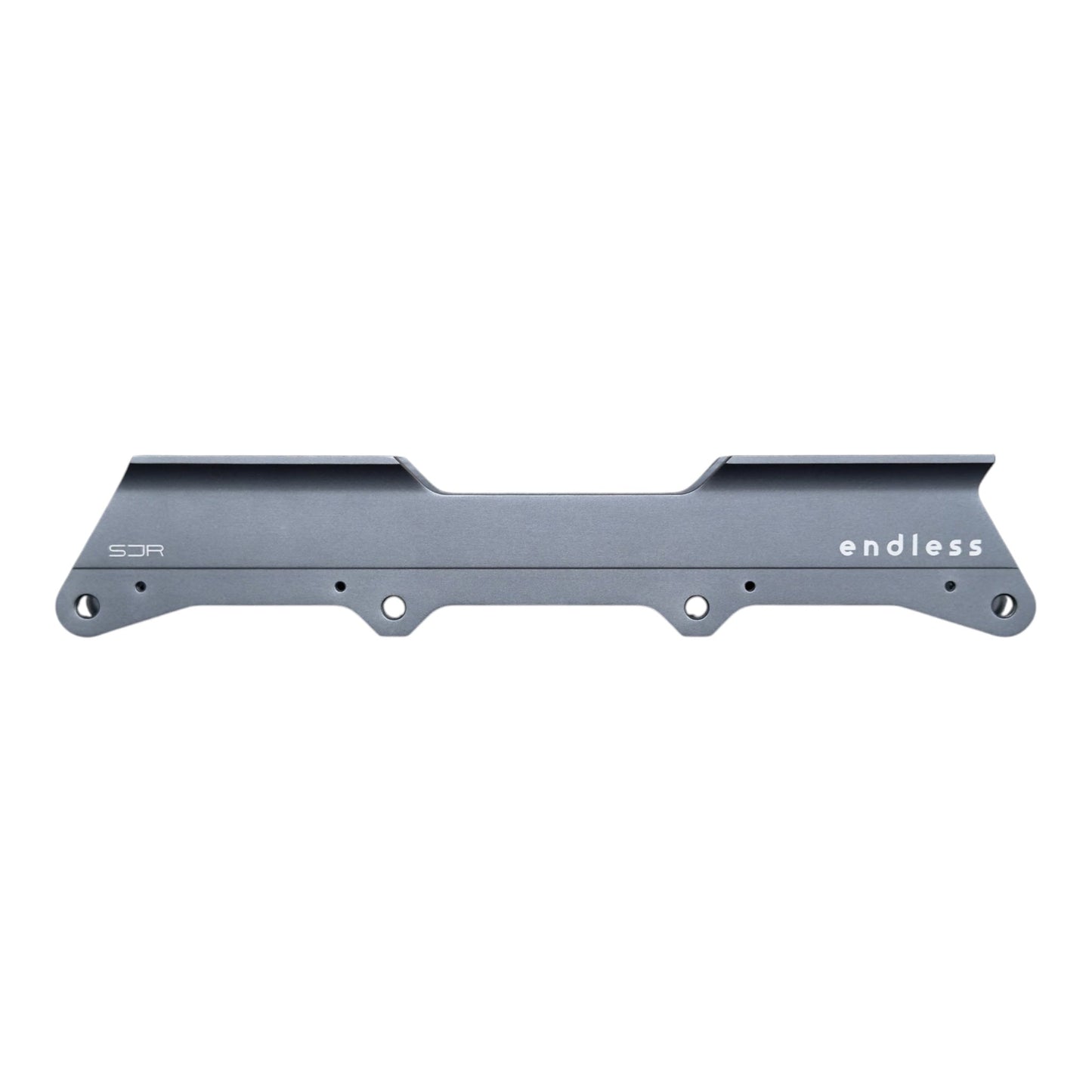 Endless Blading Co. SJR UFS frame in gray CNC-machined aluminum for 4x84 wheel setup on aggressive skates