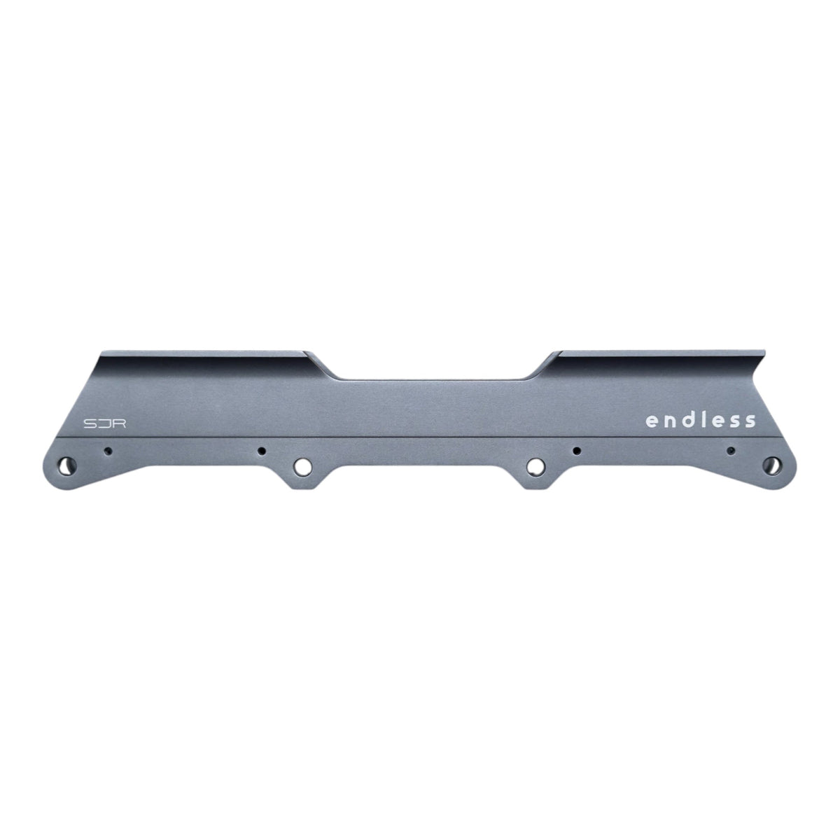 Endless Blading Co. SJR UFS frame in gray CNC-machined aluminum for 4x84 wheel setup on aggressive skates