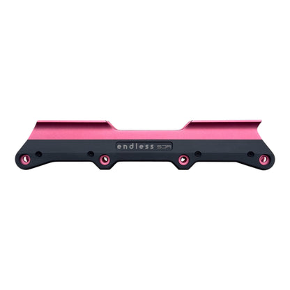 Endless Blading Co. SJR UFS powerblading frame in light red aluminum with black plastic slider for 4x84 wheel setup