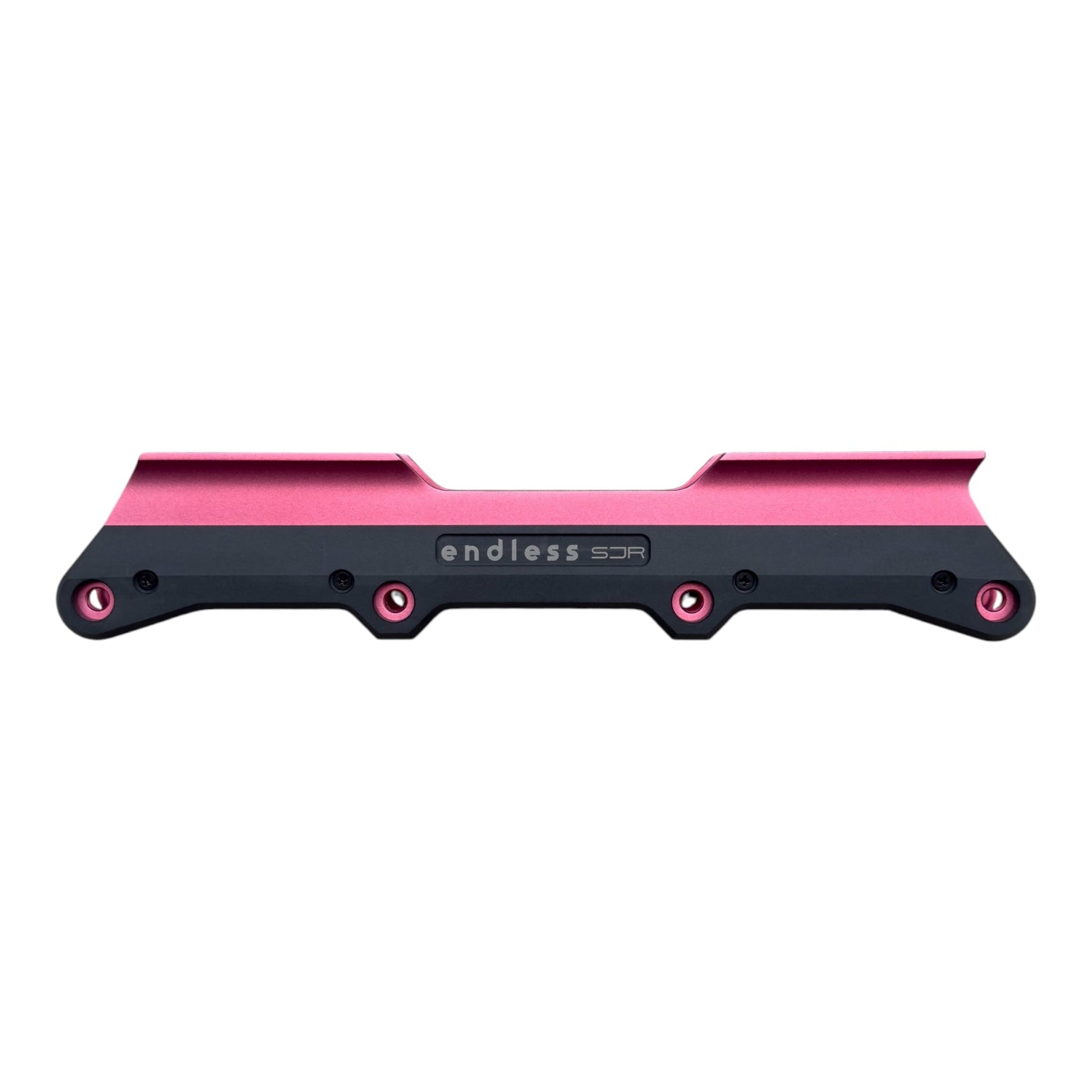 Endless Blading Co. SJR UFS powerblading frame in light red aluminum with black plastic slider for 4x84 wheel setup