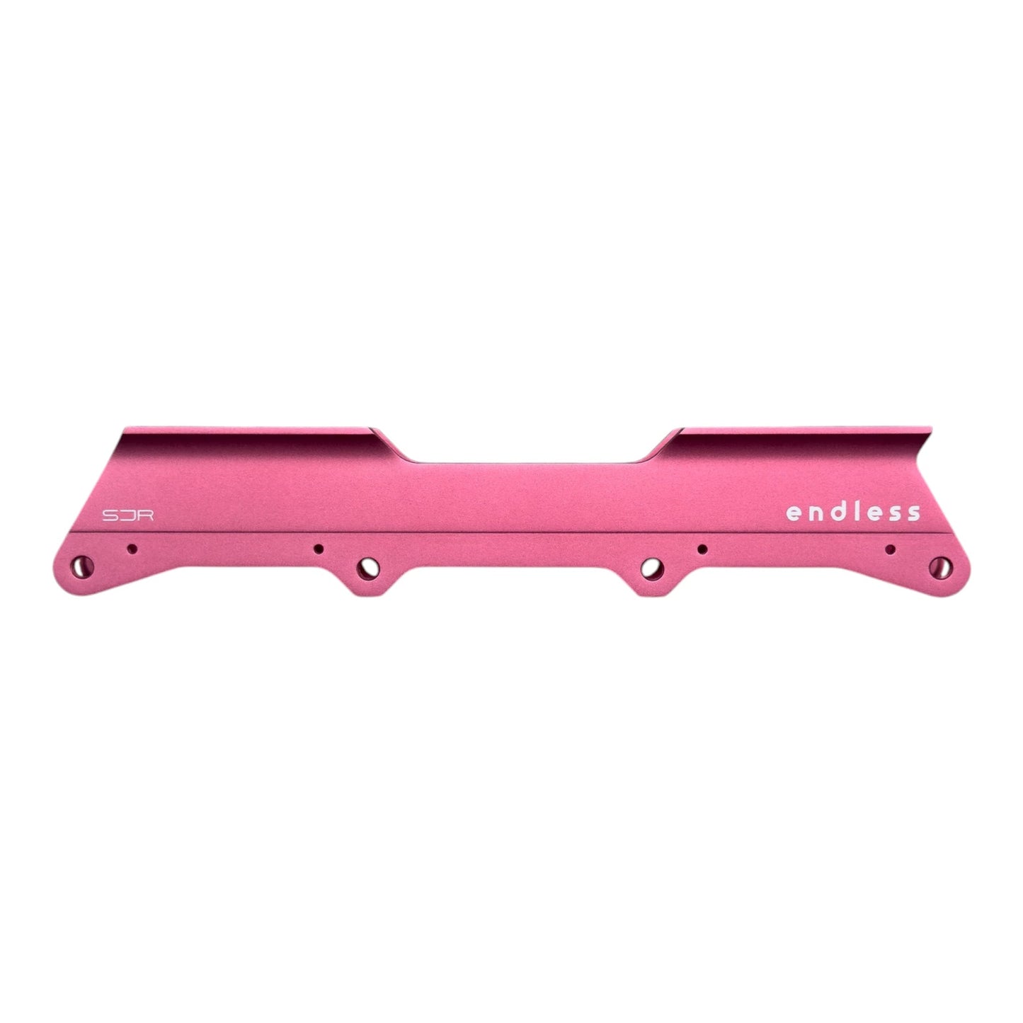 Endless Blading Co. SJR UFS powerblading frame in light red / pink aluminum for 4x84 wheel setup with CNC-machined design.
