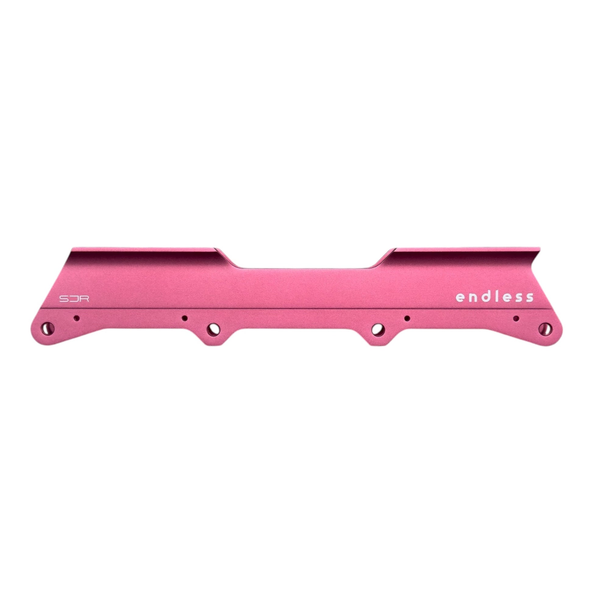 Endless Blading Co. SJR UFS powerblading frame in light red / pink aluminum for 4x84 wheel setup with CNC-machined design.