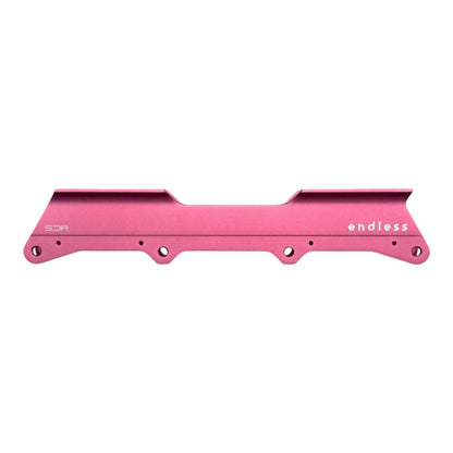 Endless Blading Co. SJR UFS powerblading frame in light red / pink aluminum for 4x84 wheel setup with CNC-machined design.