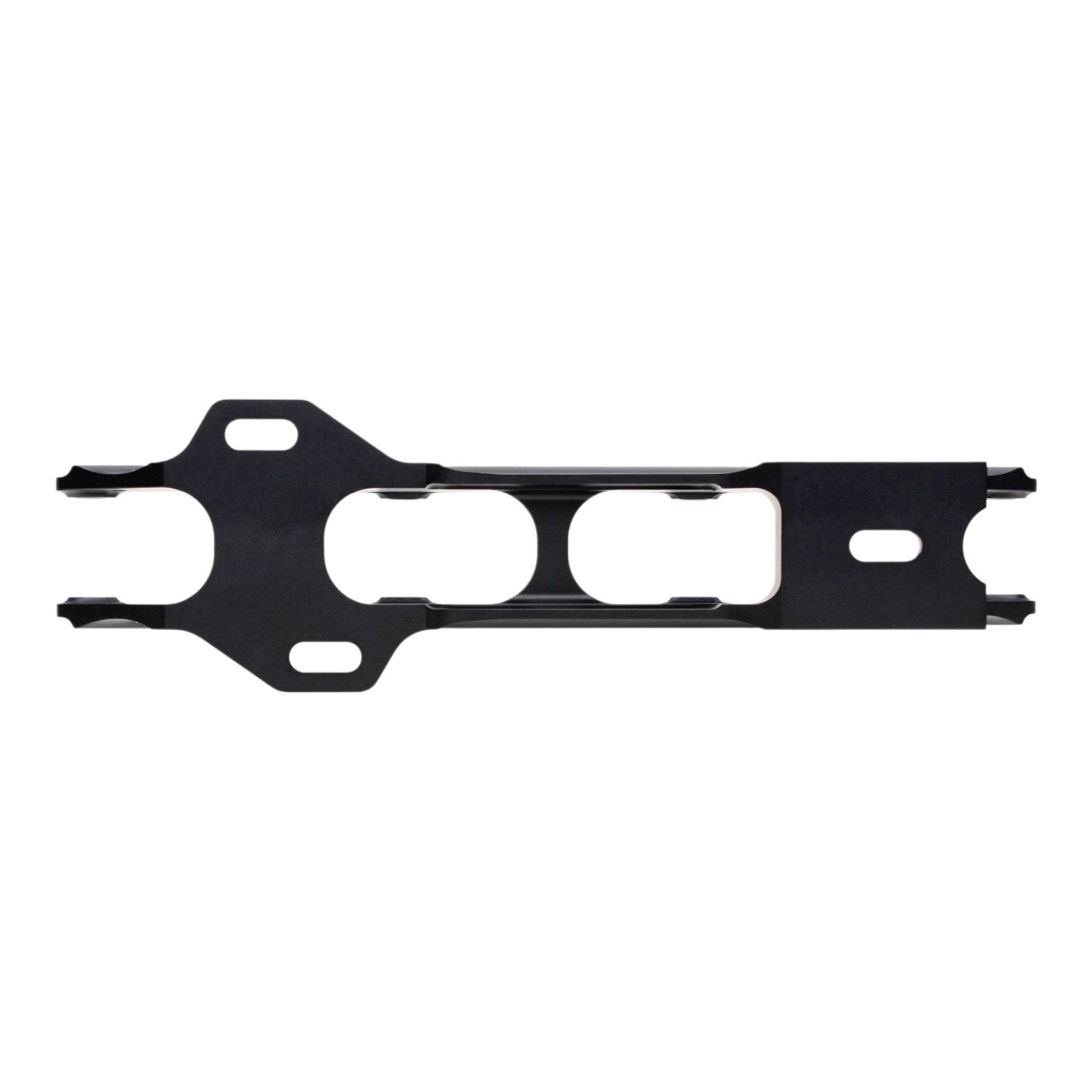 Endless Blading Co. black aluminum slalom freestyle inline skate frame with 2x80mm outer and 2x72mm inner wheel setup.
