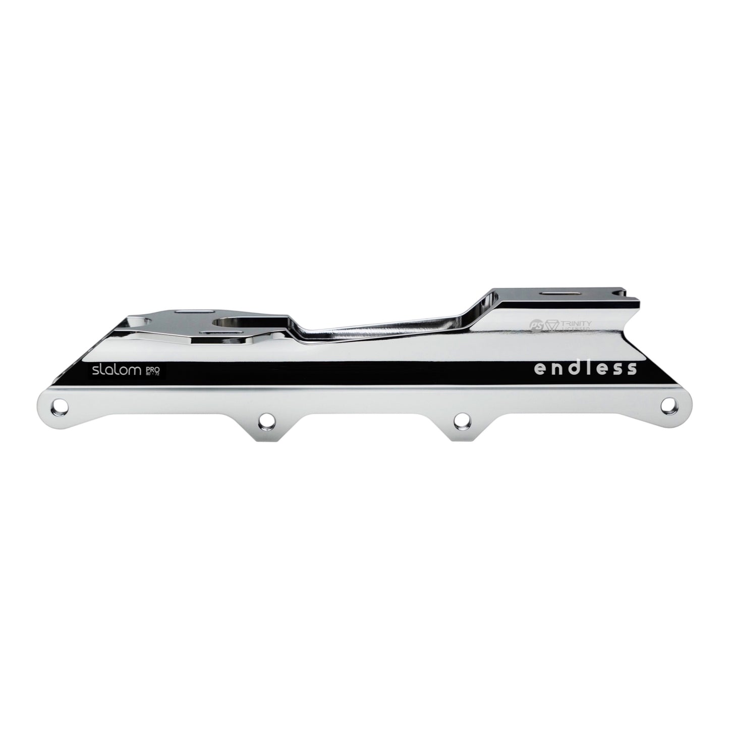 Endless Blading Co. Slalom Pro 80•72 Trinity Frame, silver aluminum, for Powerslide TRINITY boots, optimized for slalom and freestyle skating.