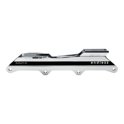 Endless Blading Co. Slalom Pro 80•72 Trinity Frame, silver aluminum, for Powerslide TRINITY boots, optimized for slalom and freestyle skating.
